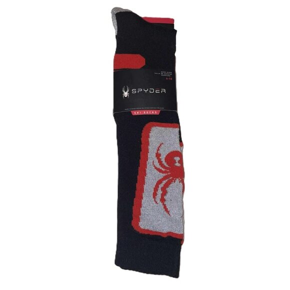 Spyder Wool Blend Ski Socks – Unisex, Size 4-10, Black/Red/Gray, Warm Winter Spo - Picture 5 of 6